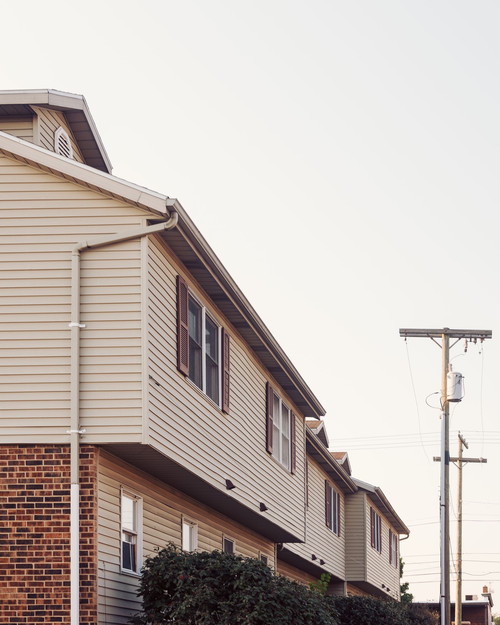 Suburban houses with shingle roofs